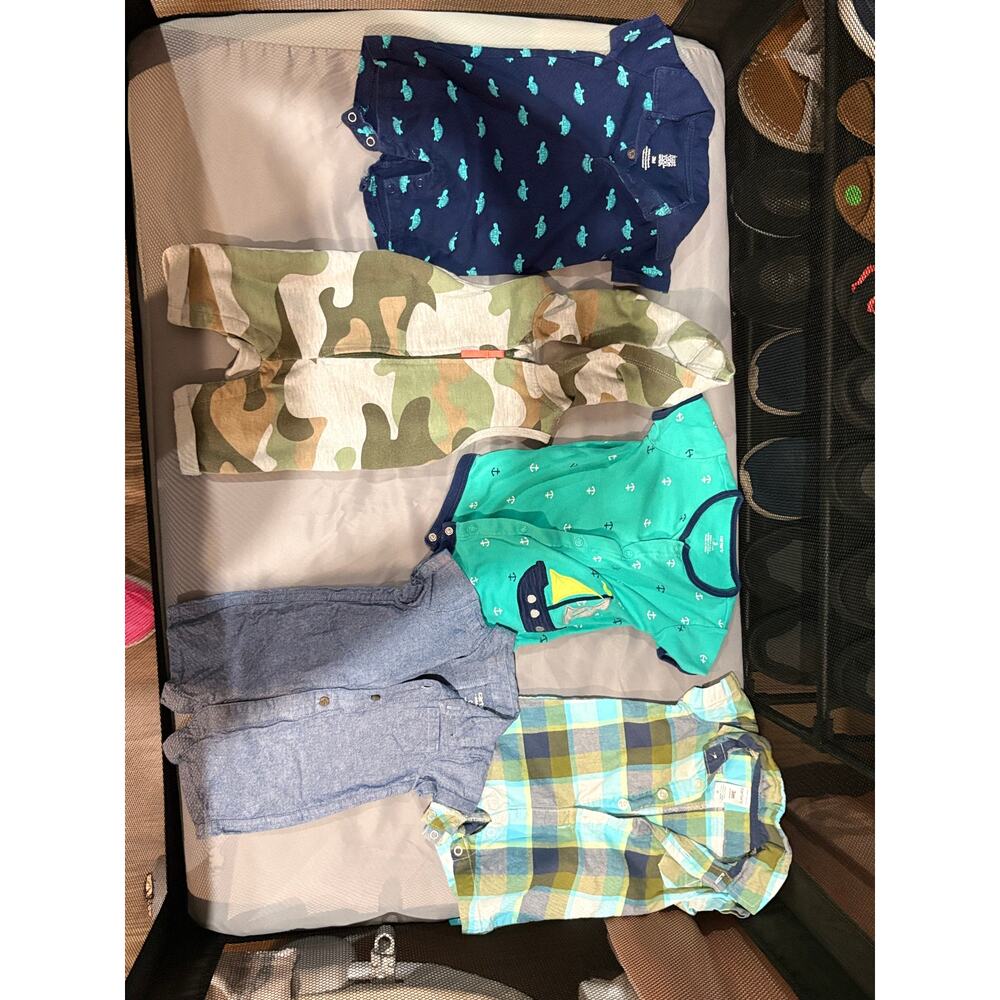 Carter’s Baby Boy Outfit Bundle 0-3 Months Shortall Rompers 5 Piece Set